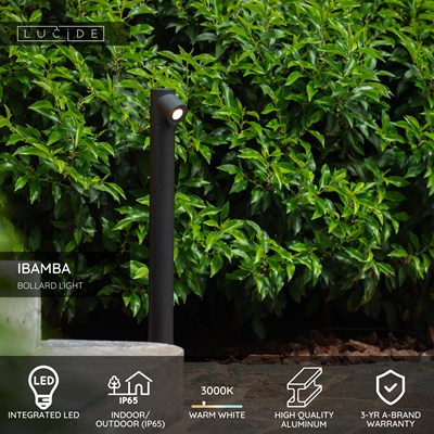 Lucide IBAMBA - Bollard light - LED - 1x6W 3000K - IP65 - Black